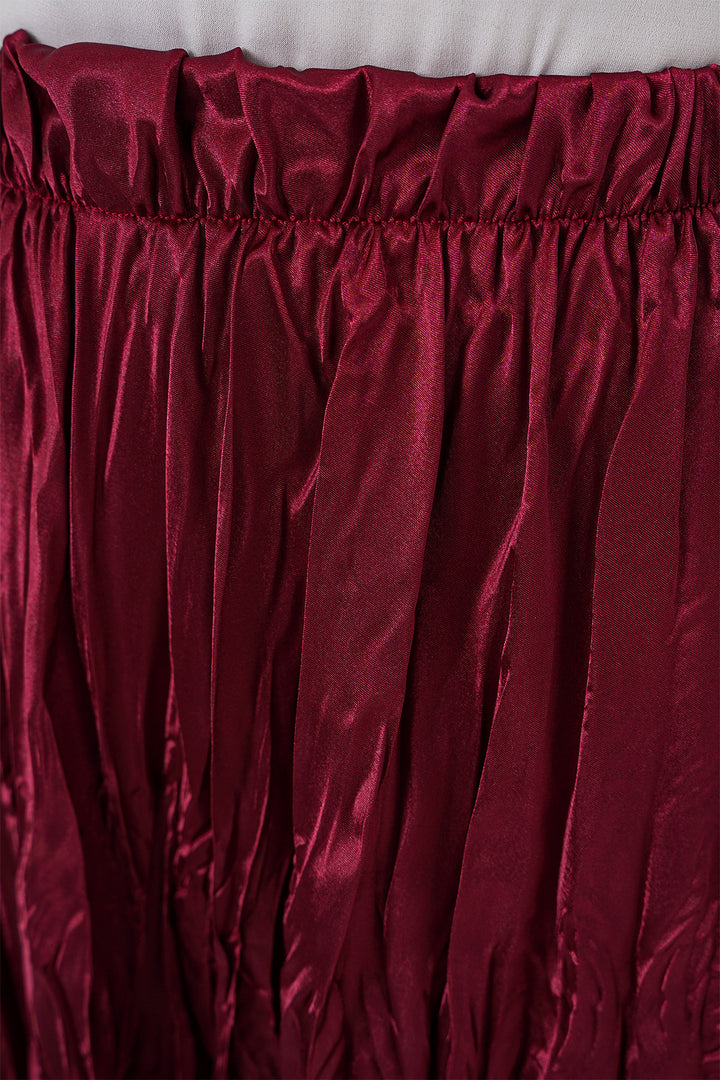 BGD Women Woman Long Wrinkled Skirt 8034 - Burgundy - Beavercreek