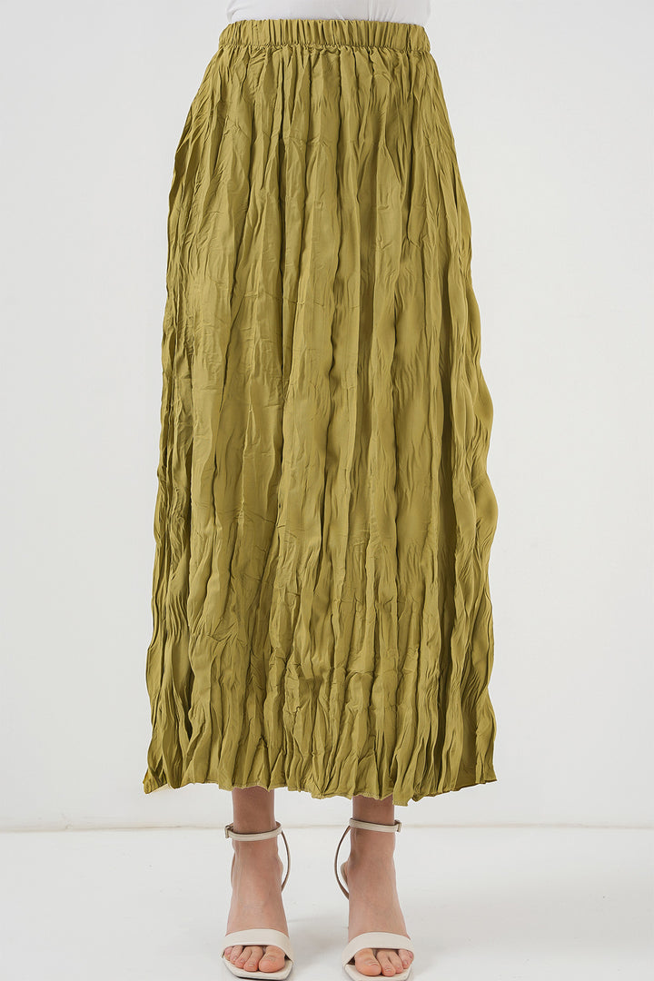 BGD Women Woman Long Wrinkled Skirt 8034 - Dark Green - Bronx