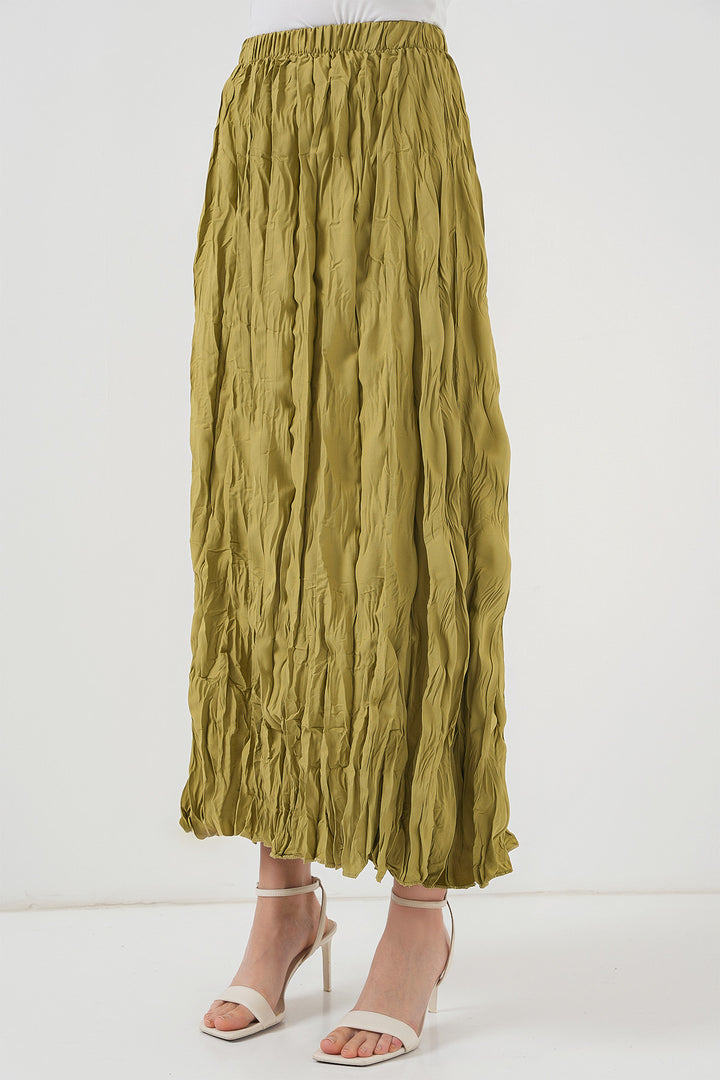 BGD Women Woman Long Wrinkled Skirt 8034 - Dark Green - Bronx