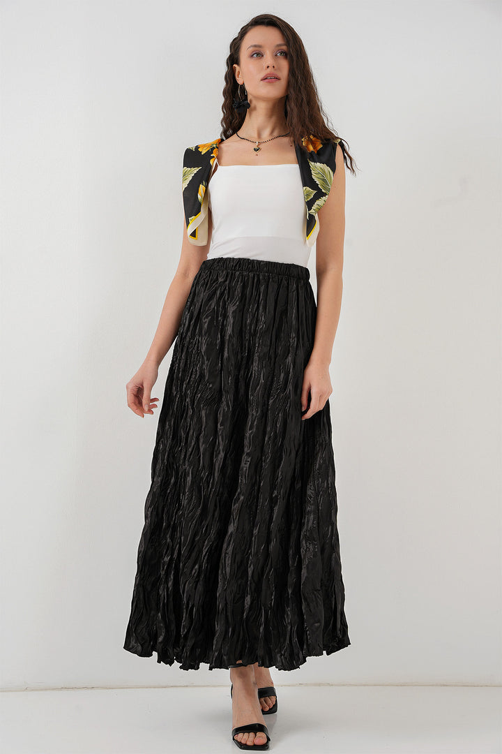 BGD Women Woman Long Wrinkled Skirt 8034 - Black - Acharnés