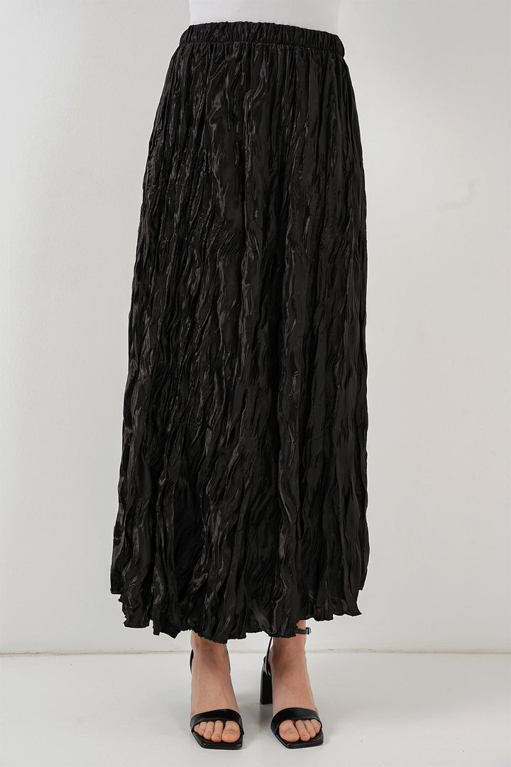BGD Women Woman Long Wrinkled Skirt 8034 - Black - Acharnés