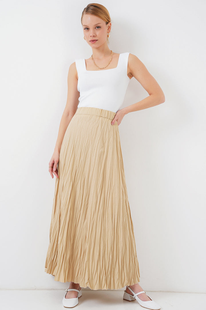 BGD Women Woman Long Wrinkled Skirt 8042 - Beige - Fontenay-sous-Bois