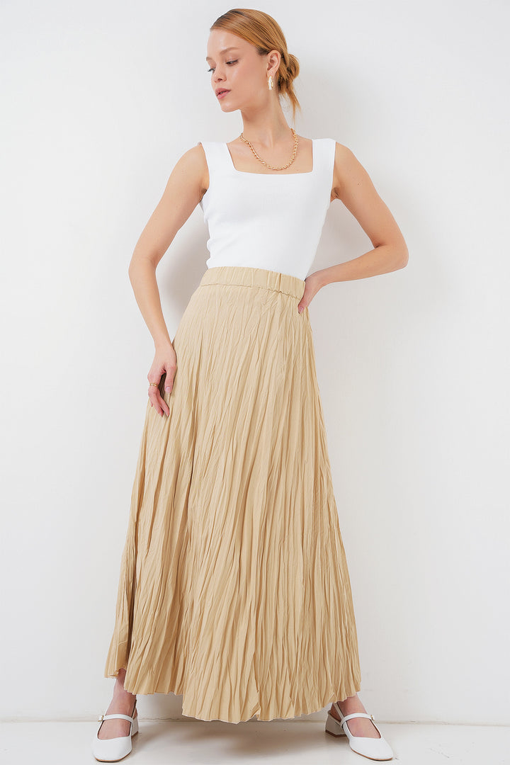 BGD Women Woman Long Wrinkled Skirt 8042 - Beige - Fontenay-sous-Bois