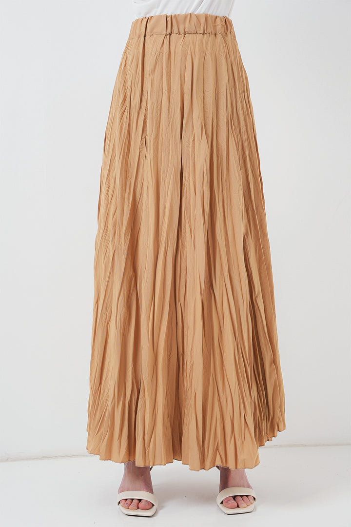 BGD Women Woman Long Wrinkled Skirt 8042 - Biscuit - Apan