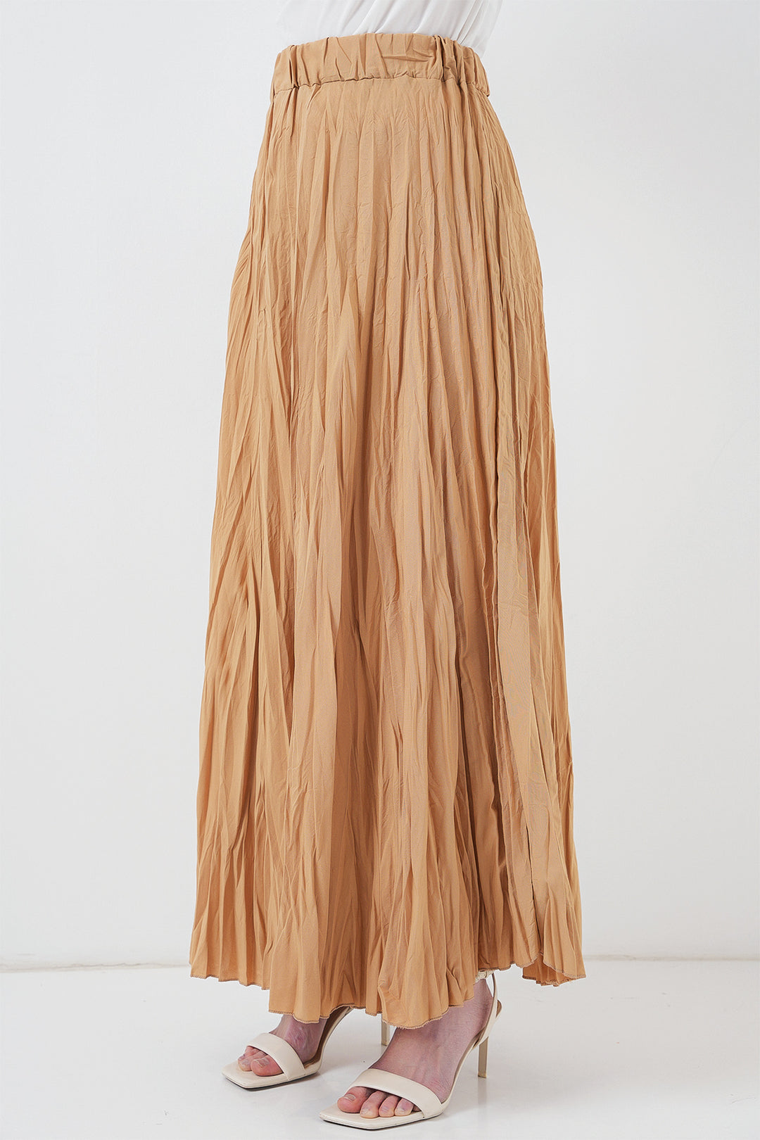 BGD Women Woman Long Wrinkled Skirt 8042 - Biscuit - Apan