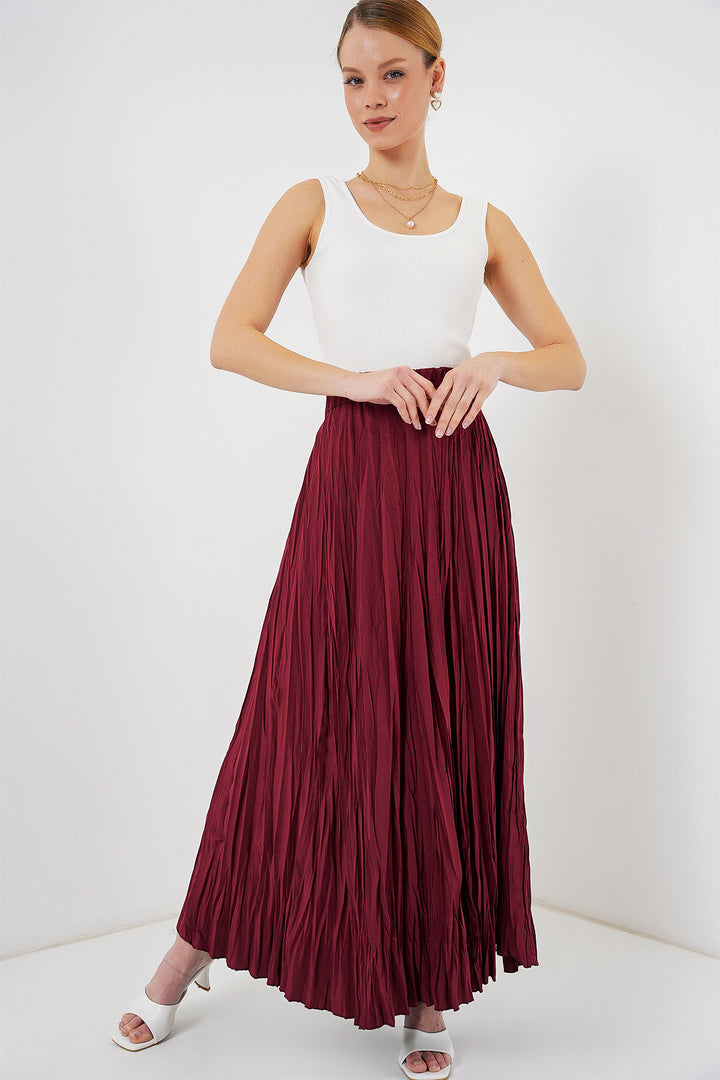 BGD Women Woman Long Wrinkled Skirt 8042 - Burgundy - Jackson