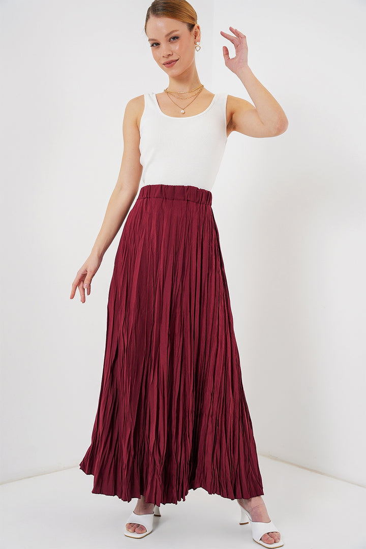 BGD Women Woman Long Wrinkled Skirt 8042 - Burgundy - Jackson