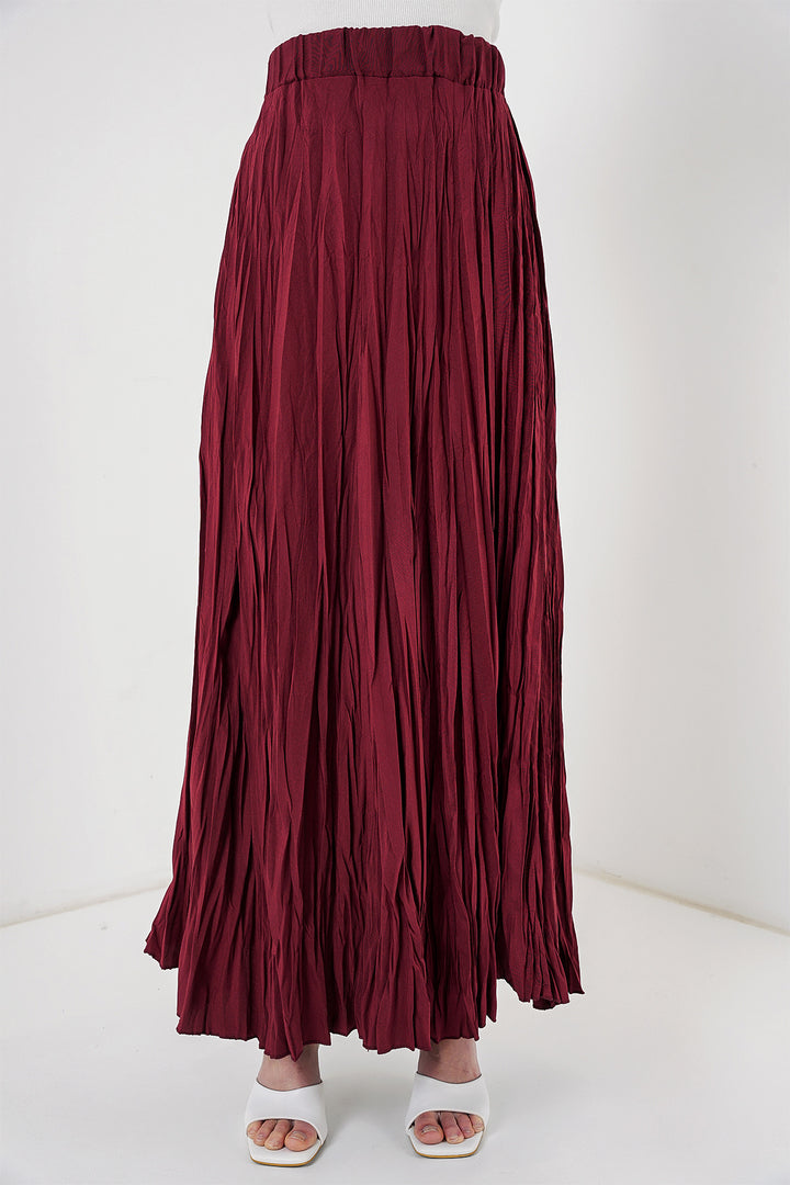 BGD Women Woman Long Wrinkled Skirt 8042 - Burgundy - Jackson