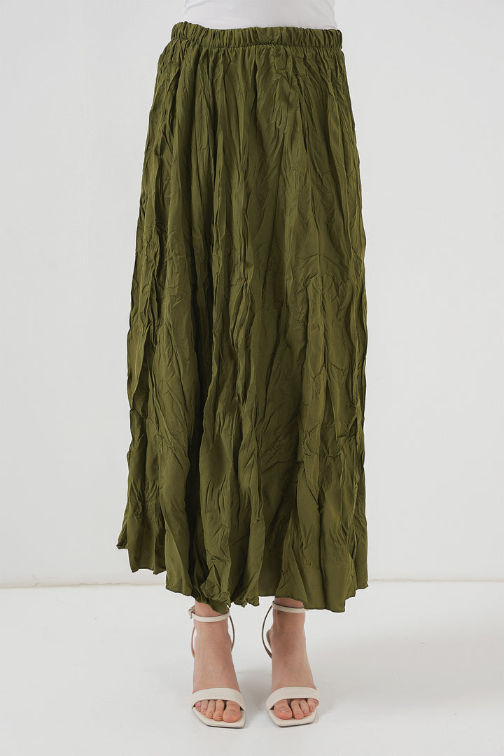 BGD Women Woman Long Wrinkled Skirt 8042 - Khaki - Gijón