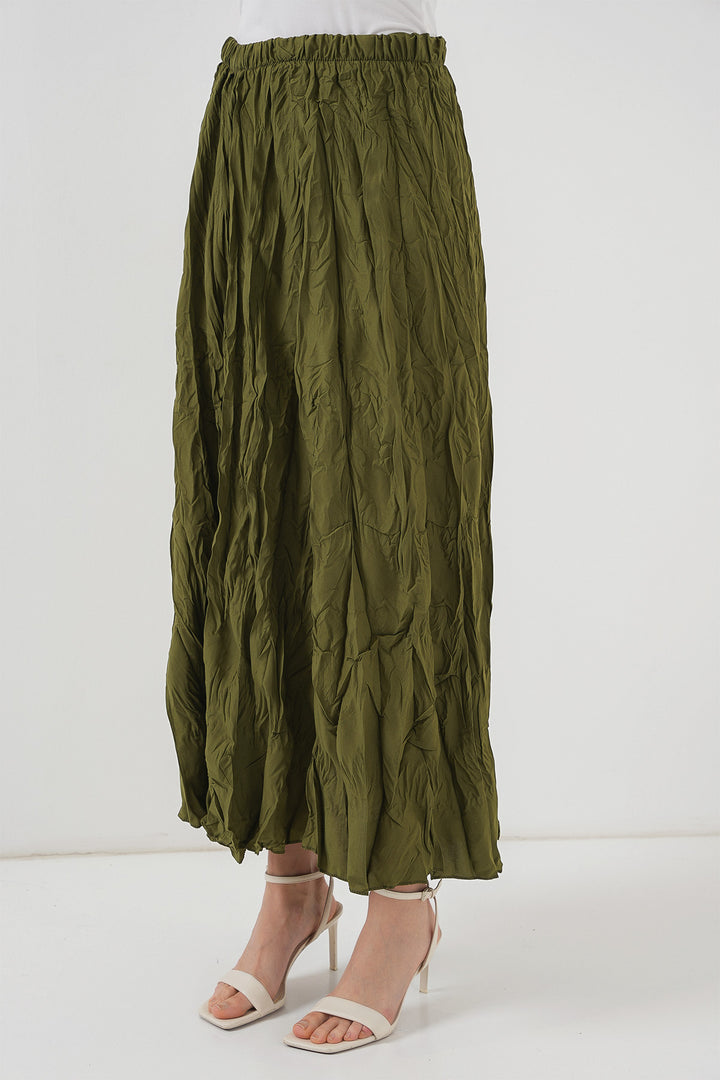 BGD Women Woman Long Wrinkled Skirt 8042 - Khaki - Gijón
