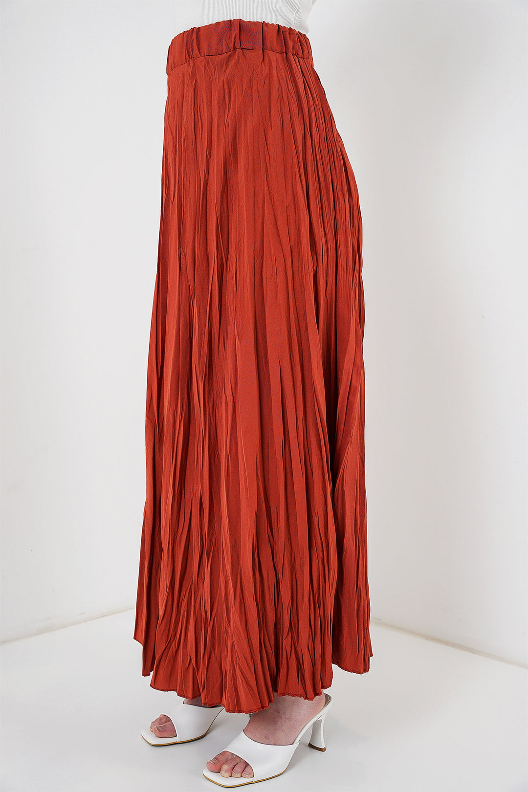 BGD Women Woman Long Wrinkled Skirt 8042 - Terracotta - Widnes