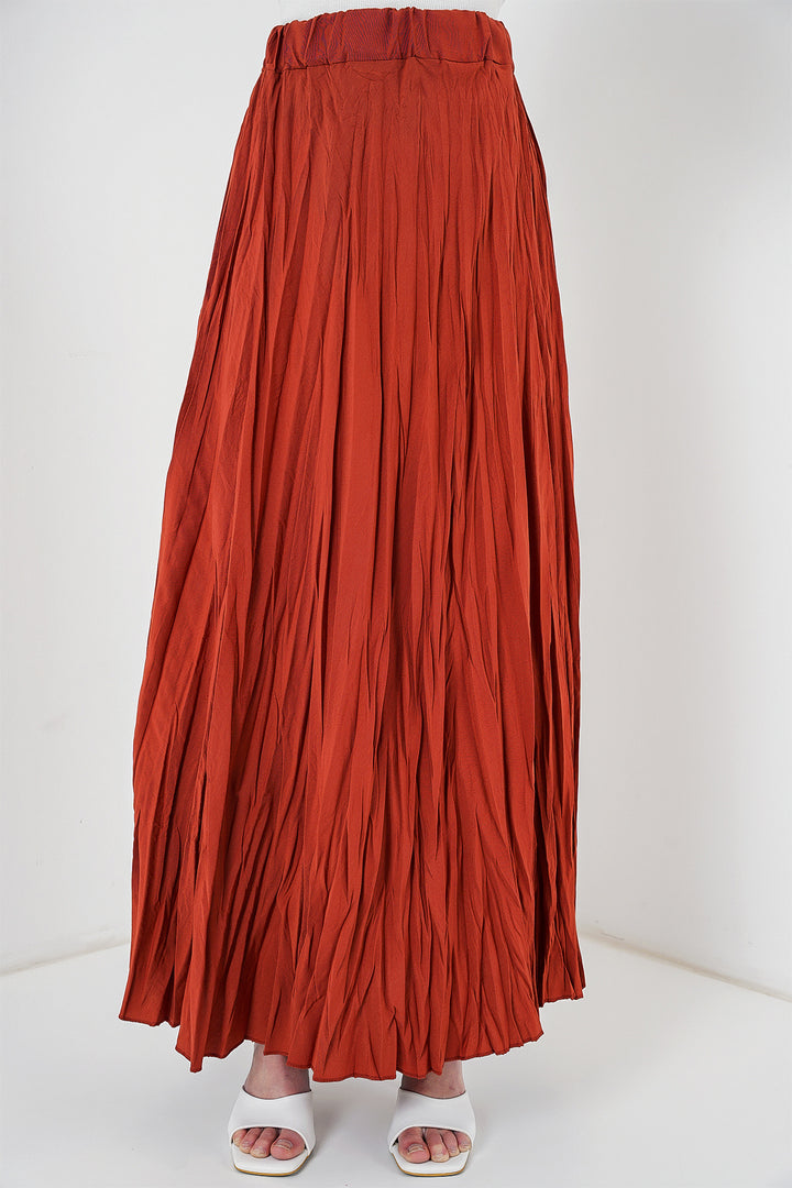 BGD Women Woman Long Wrinkled Skirt 8042 - Terracotta - Widnes
