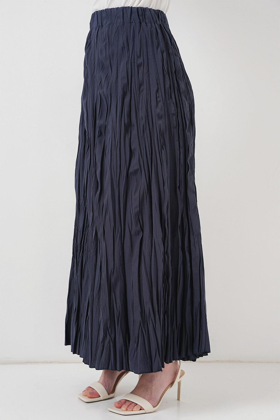 BGD Women Woman Long Wrinkled Skirt 8042 - Navy Blue - Washington