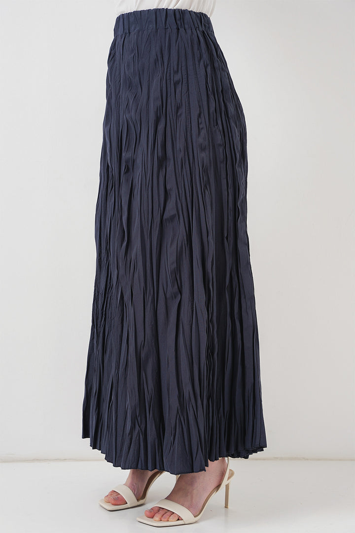 BGD Women Woman Long Wrinkled Skirt 8042 - Navy Blue - Washington