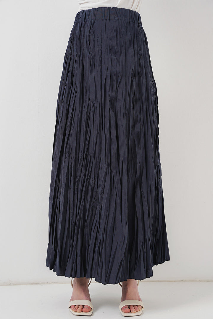 BGD Women Woman Long Wrinkled Skirt 8042 - Navy Blue - Washington