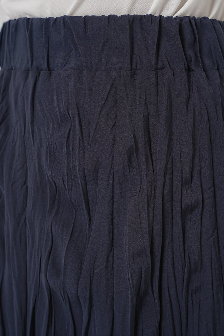 BGD Women Woman Long Wrinkled Skirt 8042 - Navy Blue - Washington