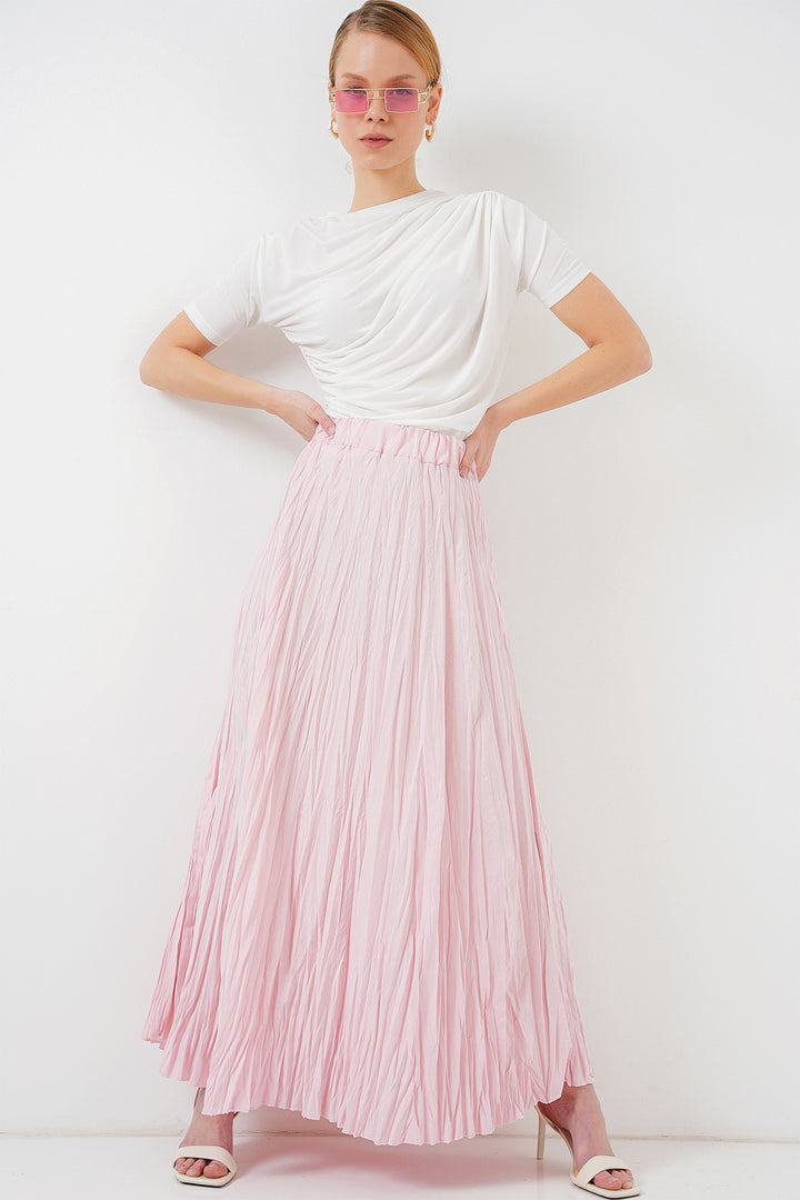BGD Women Woman Long Wrinkled Skirt 8042 - Powder - Saint-Germain-en-Laye