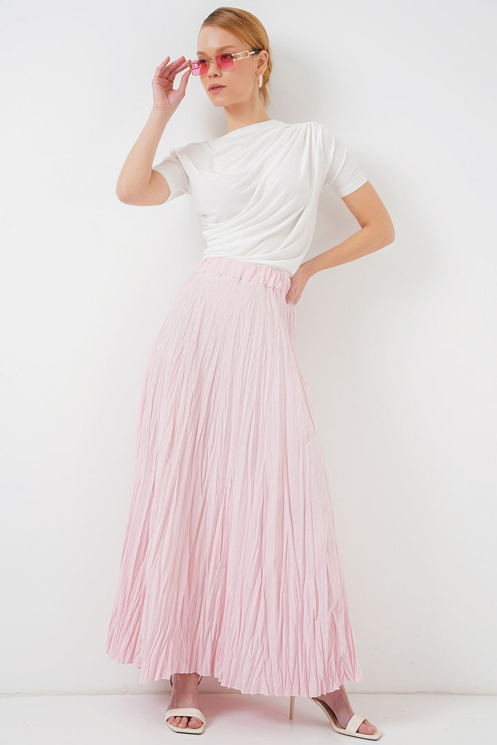 BGD Women Woman Long Wrinkled Skirt 8042 - Powder - Saint-Germain-en-Laye