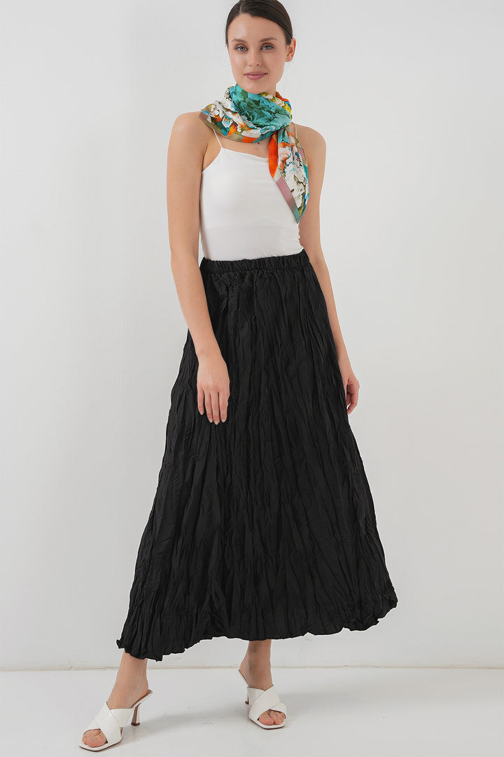 BGD Women Woman Long Wrinkled Skirt 8042 - Black - Năvodari