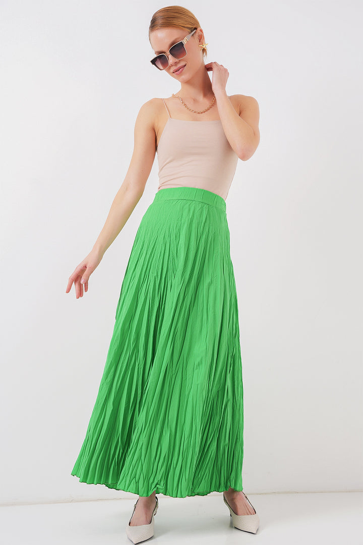BGD Women Woman Long Wrinkled Skirt 8042 - Green - Gilroy
