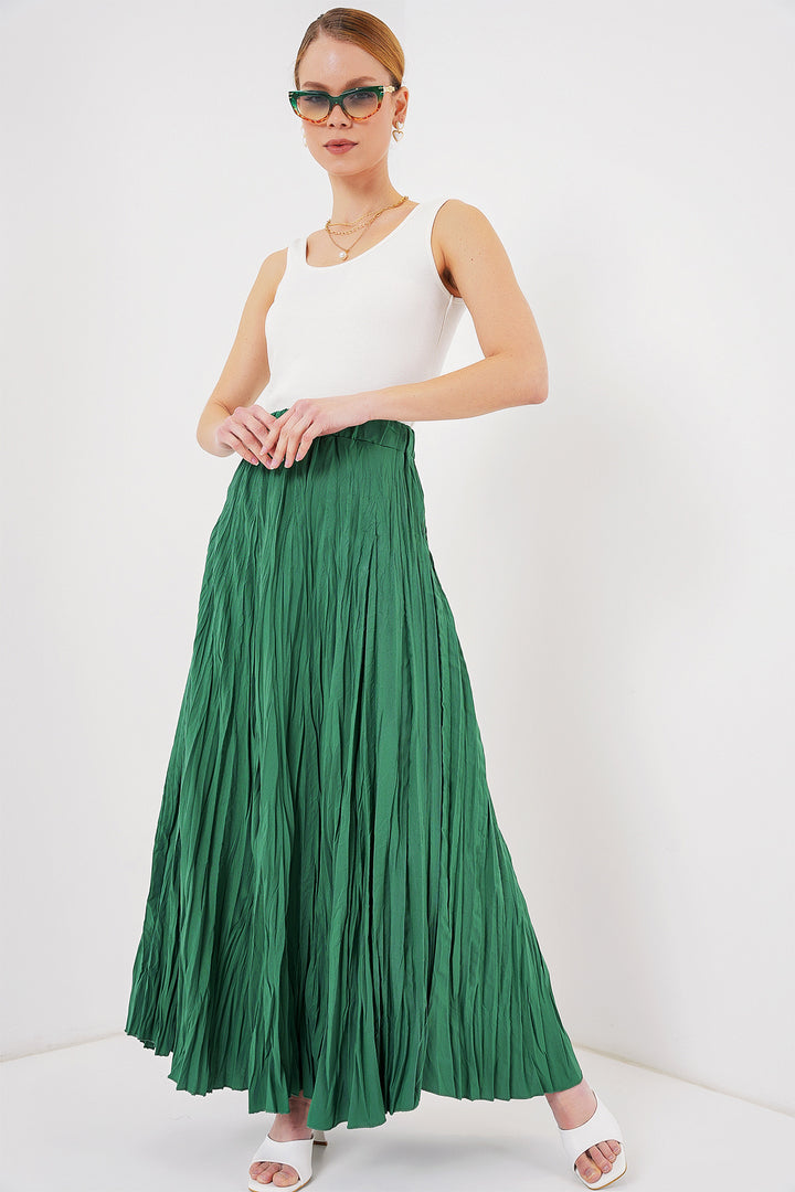 BGD Women Woman Long Wrinkled Skirt 8042 - Emerald Green - Florence