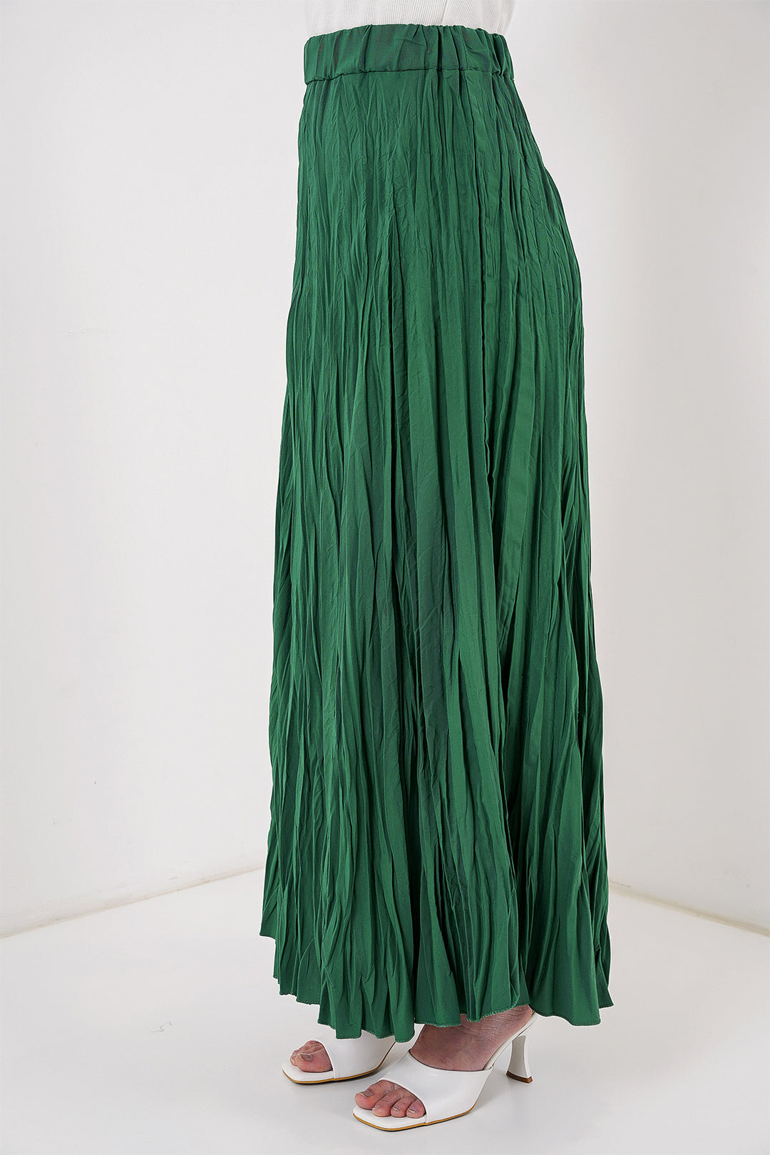 BGD Women Woman Long Wrinkled Skirt 8042 - Emerald Green - Florence