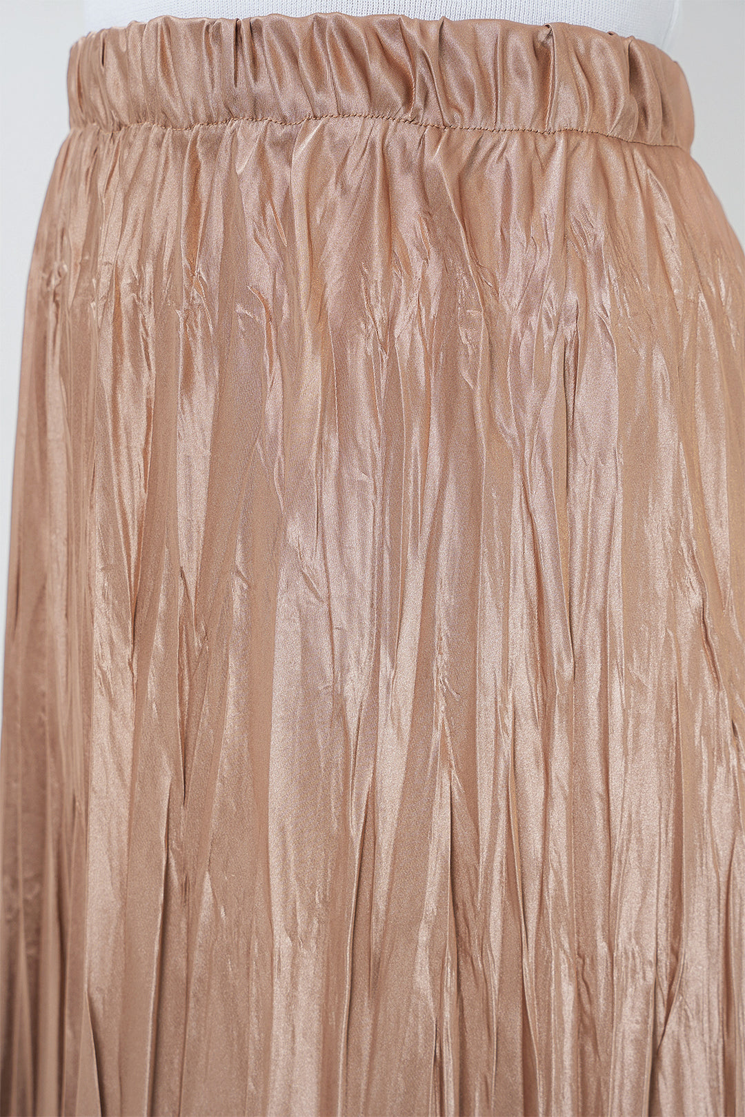 BGD Women Woman Long Wrinkled Shiny Skirt 8034 - Biscuit - Brooklyn Park