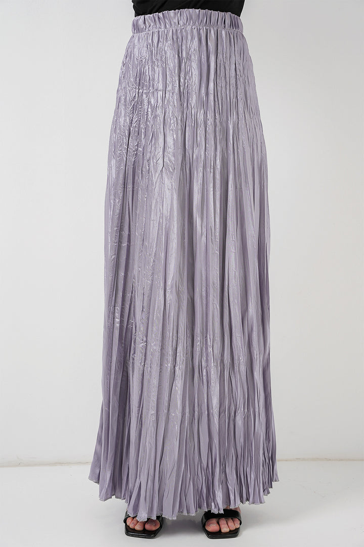 BGD Women Woman Long Wrinkled Shiny Skirt 8034 - Gray - Okhtyrka