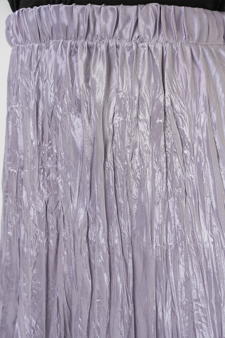 BGD Women Woman Long Wrinkled Shiny Skirt 8034 - Gray - Okhtyrka