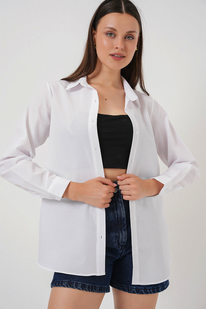 BGD Women Woman Long Sleeve Basic T-Shirt 20279 - White - Coventry