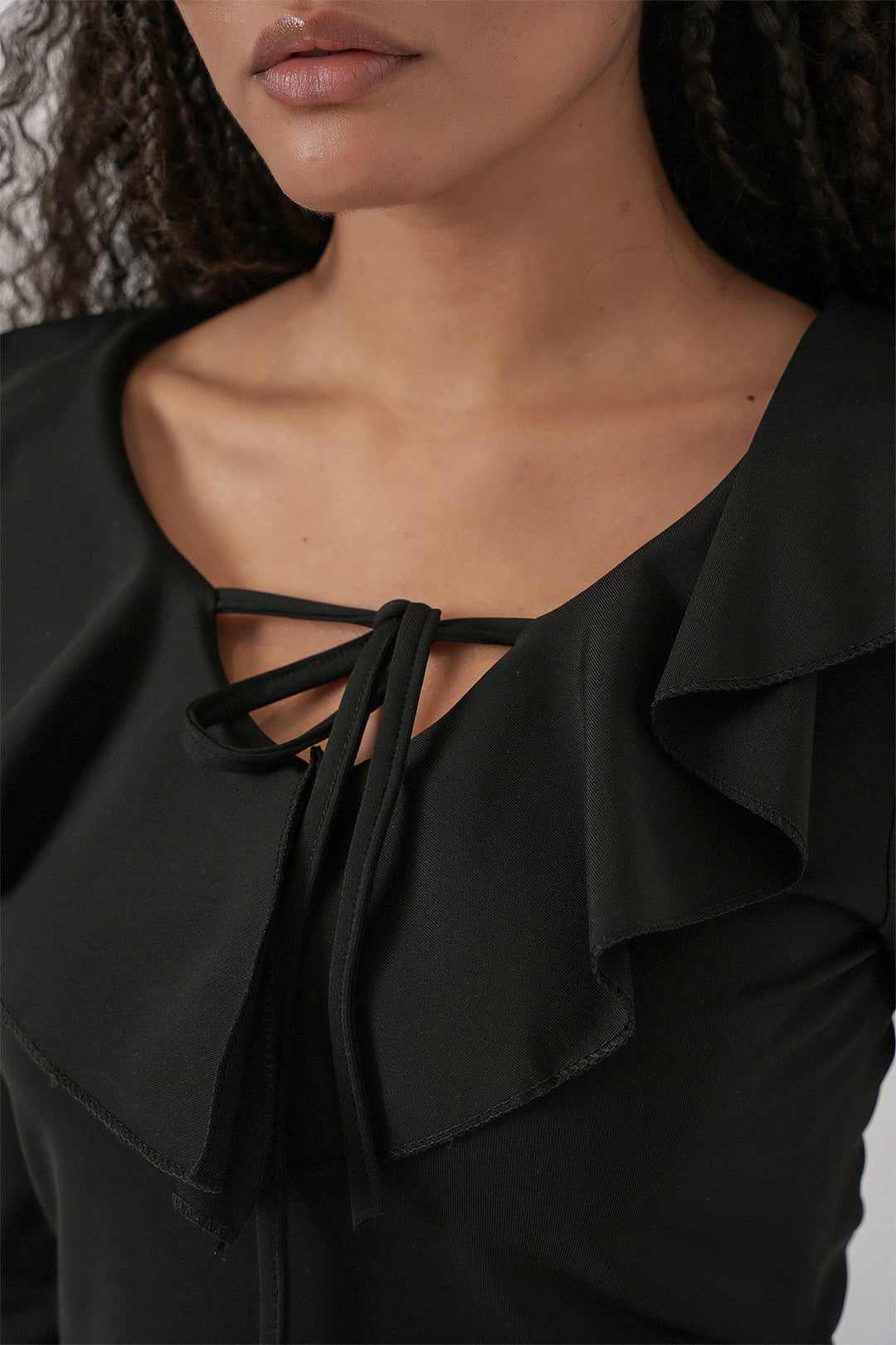 BGD Women Woman Long Sleeve Crop Blouse 979 - Black - Prairieville