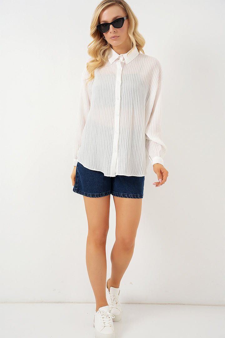 BGD Women Woman Long Oversize Shirt 20320 - White - Surrey