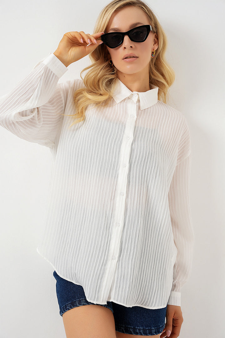 BGD Women Woman Long Oversize Shirt 20320 - White - Surrey
