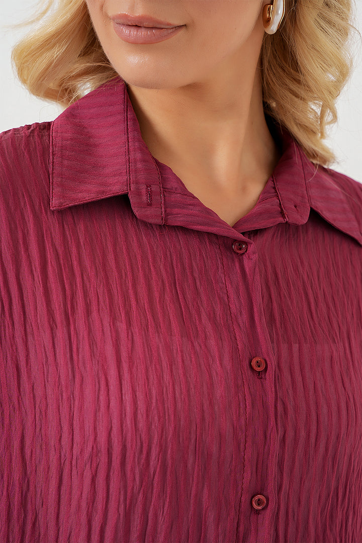 BGD Women Women's Long Oversized Shirt 20320 - Burgundy - Cumberland