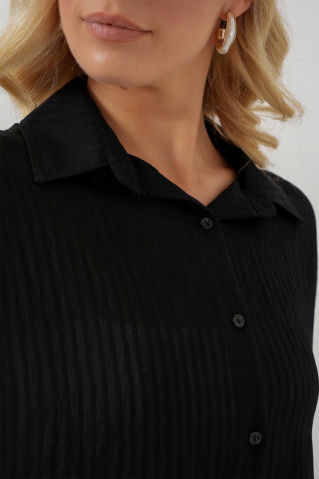 BGD Women Woman Long Oversized Shirt 20320 - Black - Nocera Inferiore