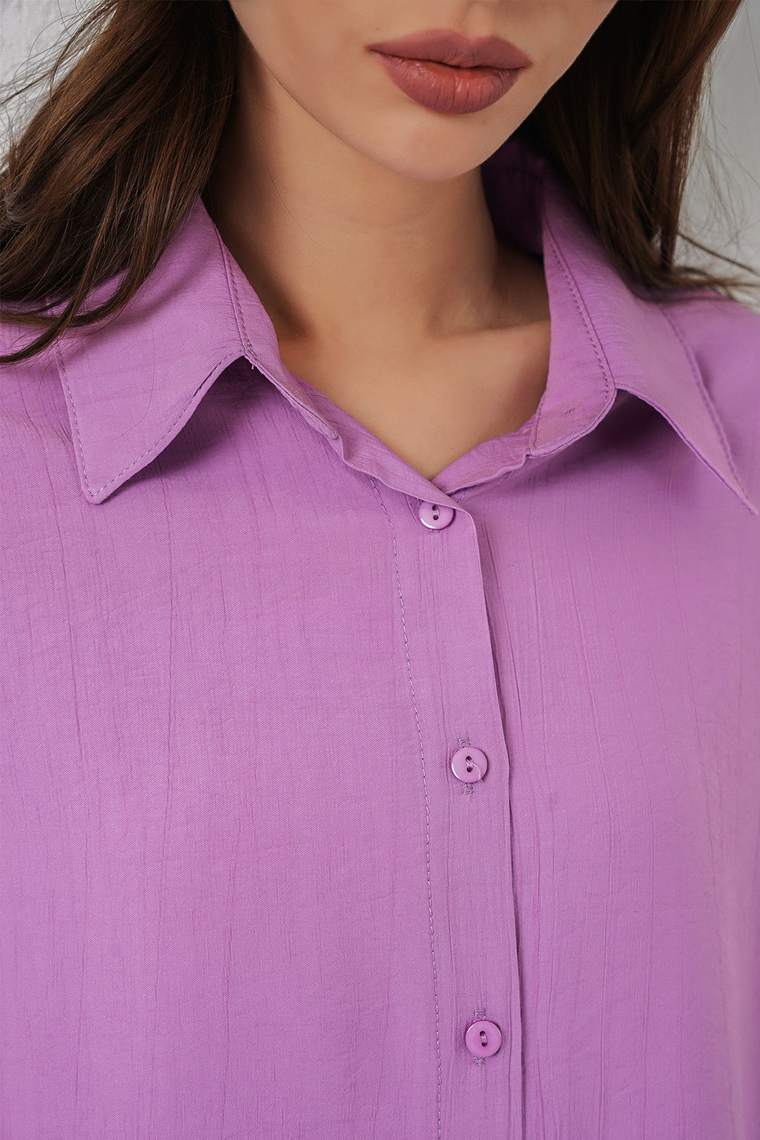BGD Women Kadın Uzun Oversize Gömlek 20334 - Lila - Capannori
