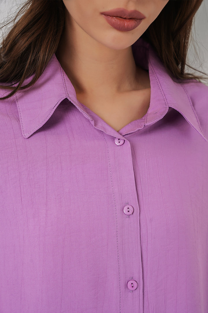 BGD Women Kadın Uzun Oversize Gömlek 20334 - Lila - Capannori