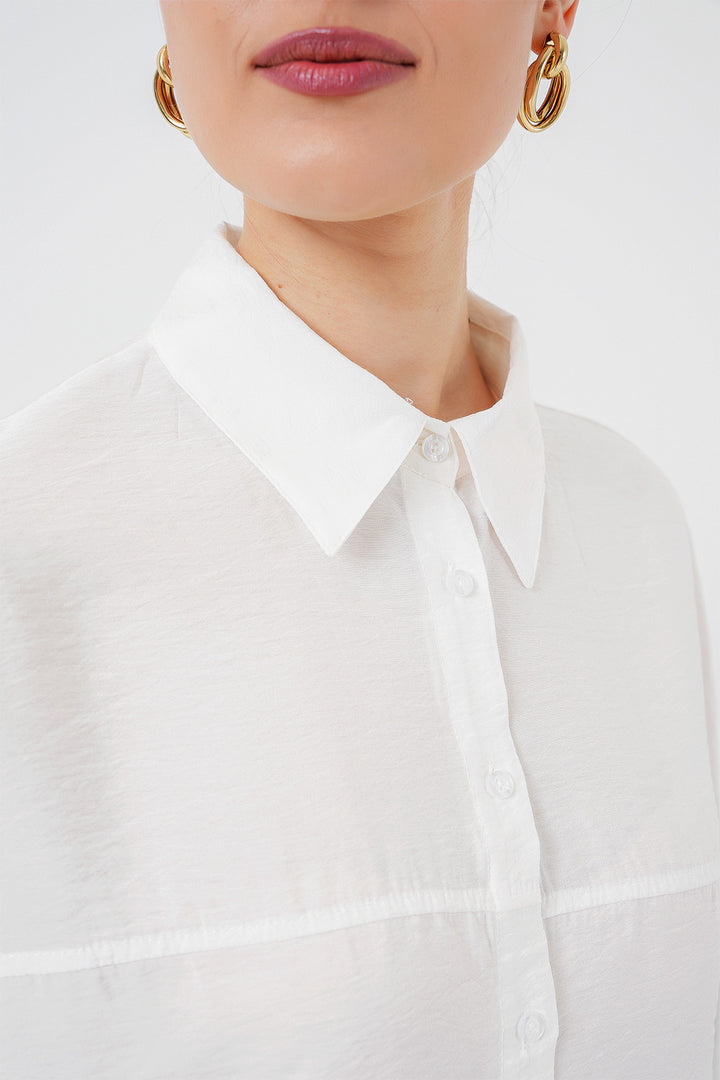 BGD Women Woman Long Oversize Shirt 5965 - White - Fishers