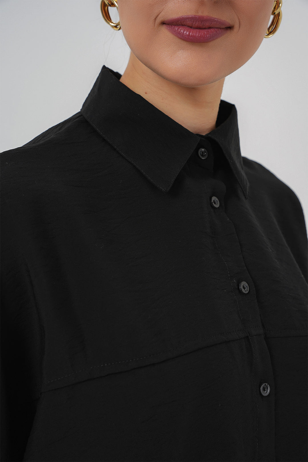 BGD Women Woman Long Oversized Shirt 5965 - Black - Commerce City