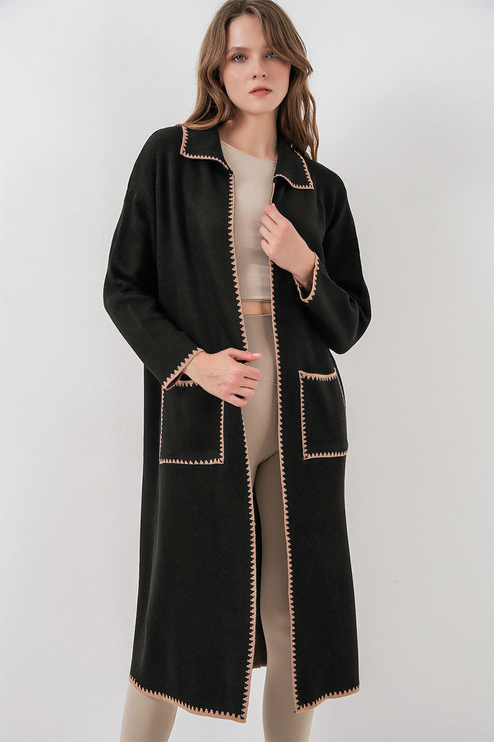 BGD Women Woman Long Oversized Knit Cardigan 15962 - Black - Norwich