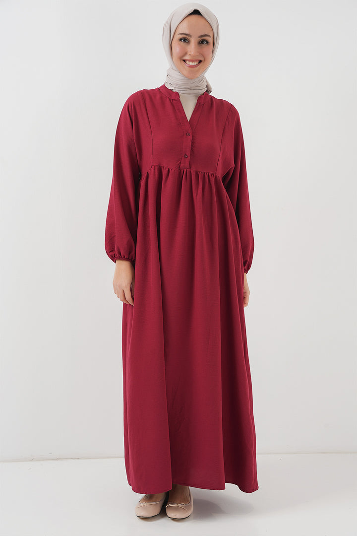 BGD Women Woman Long Hijab Dress 2525 - Burgundy - Zumpango