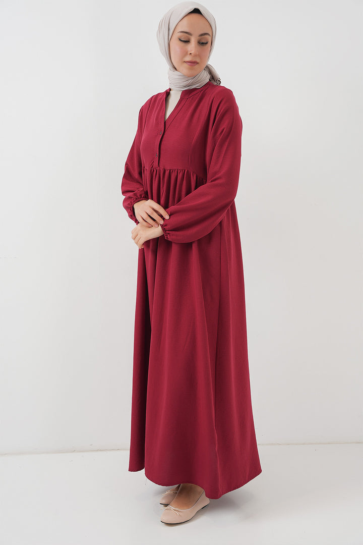 BGD Women Woman Long Hijab Dress 2525 - Burgundy - Zumpango