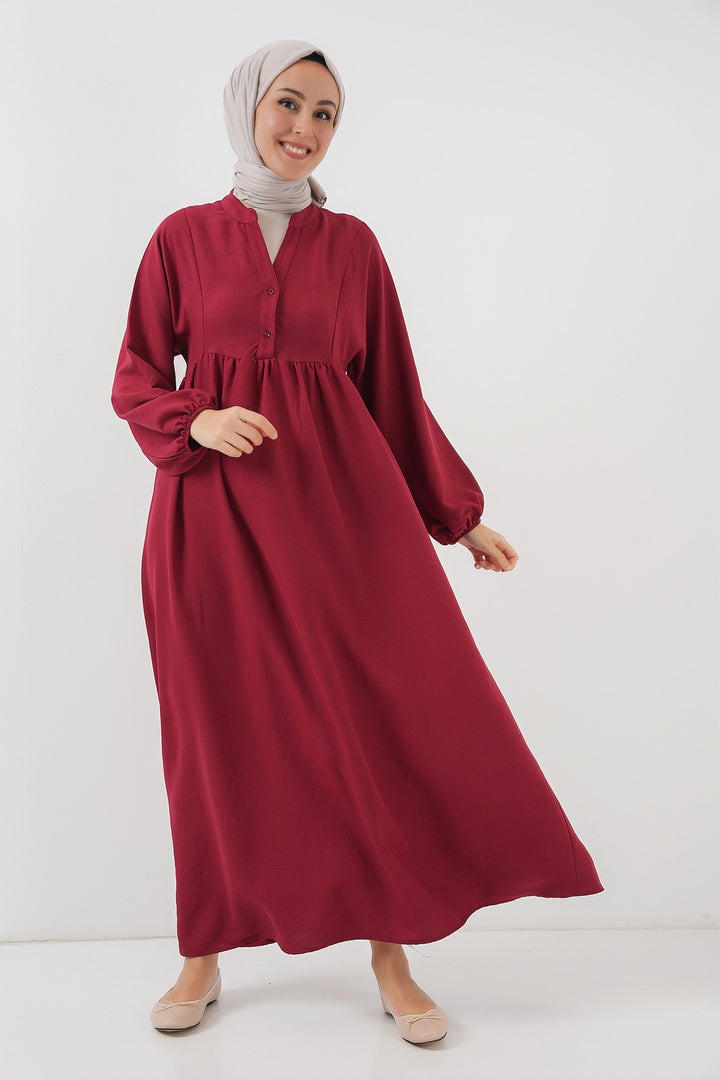 BGD Women Woman Long Hijab Dress 2525 - Burgundy - Zumpango