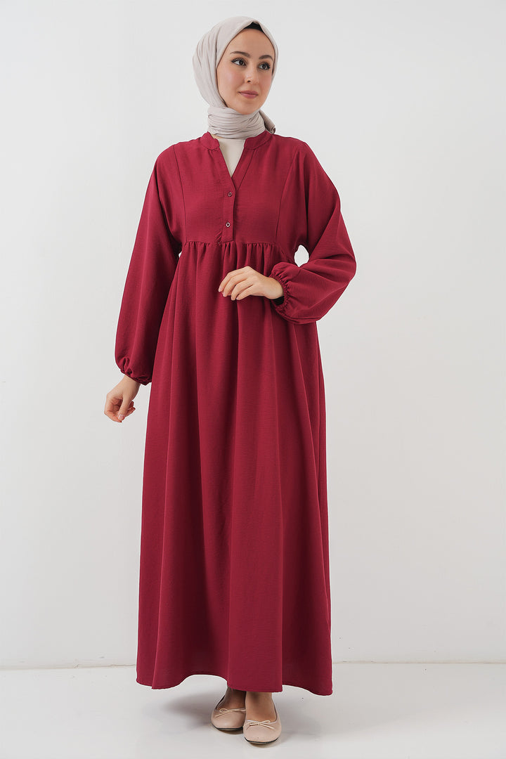 BGD Women Woman Long Hijab Dress 2525 - Burgundy - Zumpango