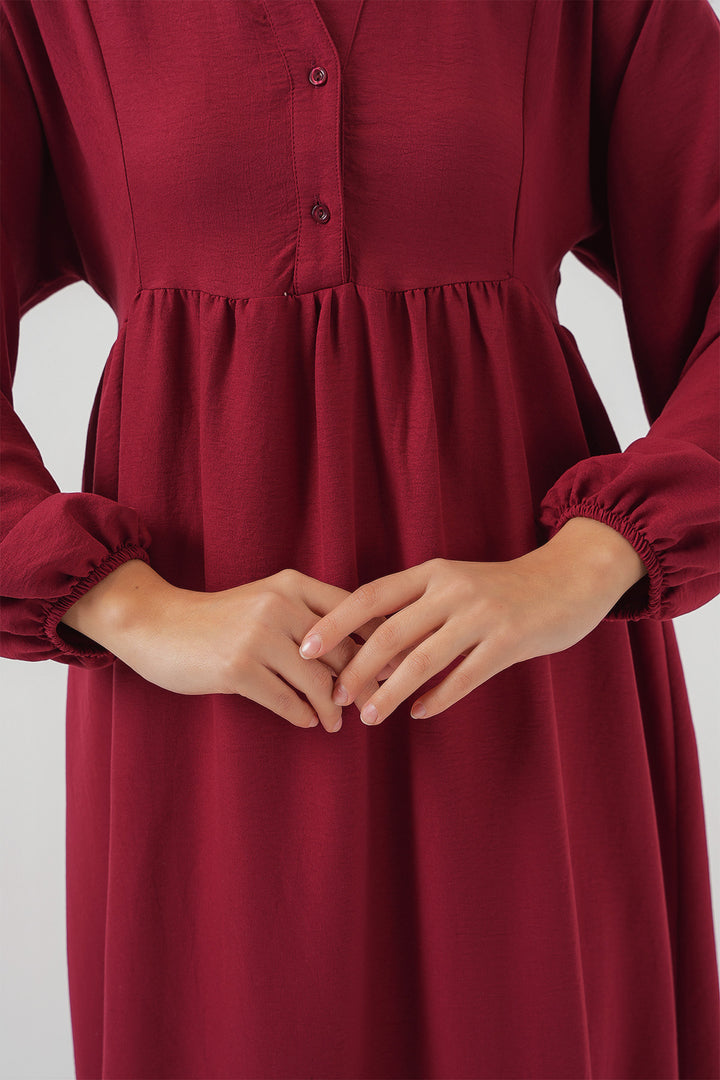 BGD Women Woman Long Hijab Dress 2525 - Burgundy - Zumpango