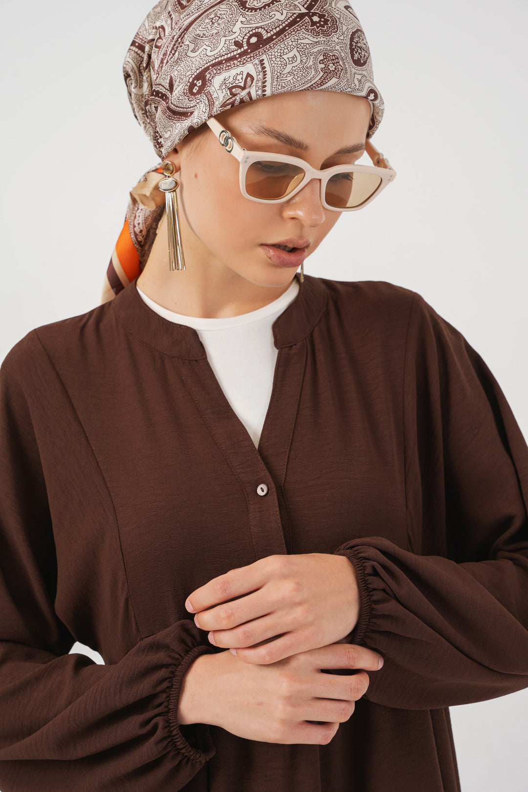 BGD Women Woman Long Hijab Dress 2525 - Brown - Belleville