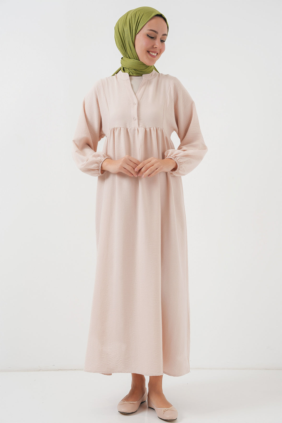 BGD Women Woman Long Hijab Dress 2525 - Cream - Fuenlabrada