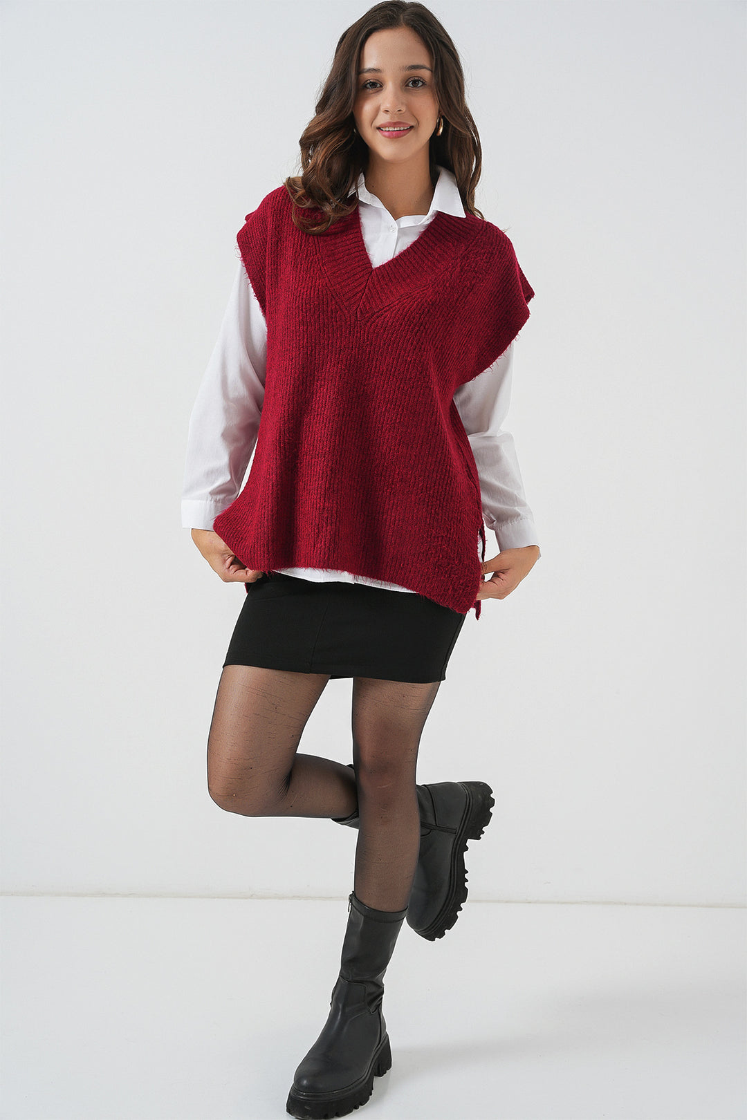 BGD Women Women's V-Neck Sweater 15925 - Burgundy - Stralsund
