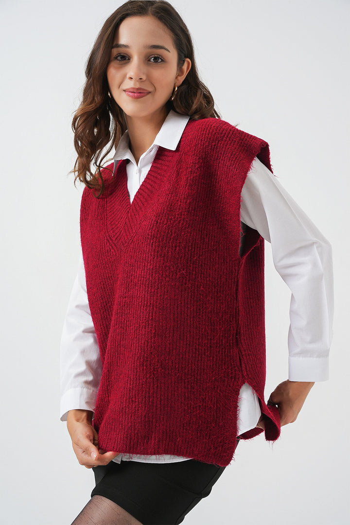 BGD Women Women's V-Neck Sweater 15925 - Burgundy - Stralsund