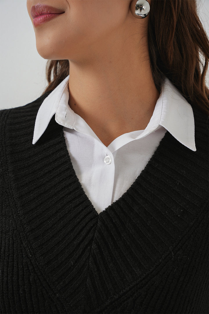 BGD Women Women's V-Neck Sweater 15925 - Black - Germering